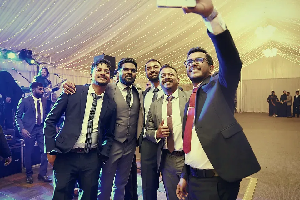 The groomsmen's selfie
